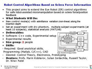 Robot Control Algorithms Based on Sclera Force Information