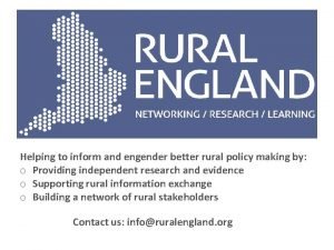 Helping to inform and engender better rural policy
