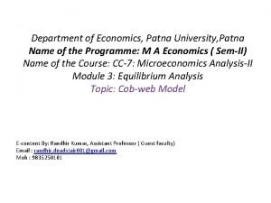 Department of Economics Patna University Patna Name of