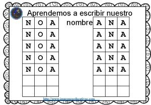 Aprendemos a escribir nuestro N O A nombre