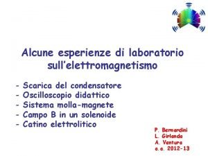 Alcune esperienze di laboratorio sullelettromagnetismo Scarica del condensatore