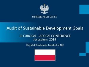 Audit of Sustainable Development Goals III EUROSAI ASOSAI