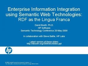 Enterprise Information Integration using Semantic Web Technologies RDF