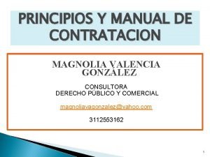 PRINCIPIOS Y MANUAL DE CONTRATACION MAGNOLIA VALENCIA GONZLEZ