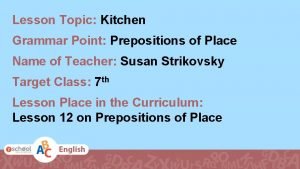 Preposition of place kitchen