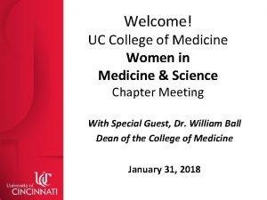 Welcome UC College of Medicine Women in Medicine