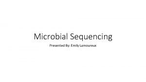Microbial Sequencing Presented By Emily Lamoureux 16 r