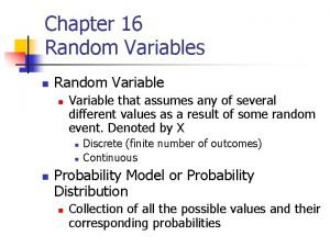 Chapter 16 random variables