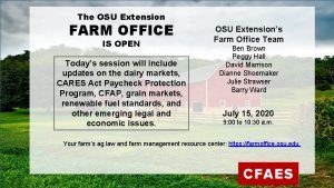 The OSU Extension FARM OFFICE IS OPEN Todays