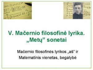 V Maernio filosofin lyrika Met sonetai Maernio filosofins