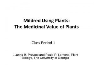 Objectives of medicinal plants