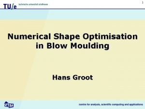 1 Numerical Shape Optimisation in Blow Moulding Hans