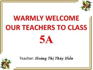 Welcome to class 5