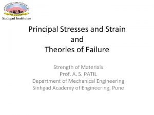 Principal Stresses and Strain and Theories of Failure