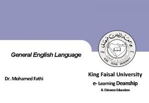 General English Language King Faisal University e Learning