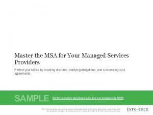 Msp master service agreement