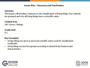 Lesson plan on classification