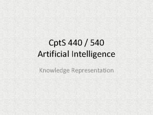 Cpt S 440 540 Artificial Intelligence Knowledge Representation