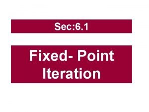 Fixed point iteration method