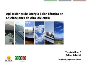 Aplicaciones de Energa Solar Trmica en Calefacciones de