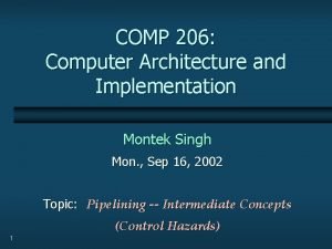 COMP 206 Computer Architecture and Implementation Montek Singh