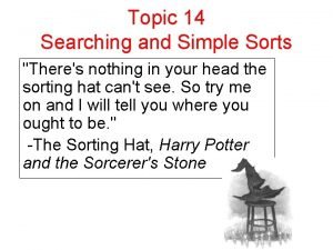 Topic 14 Searching and Simple Sorts Theres nothing