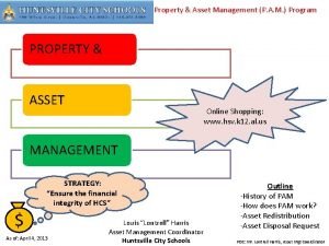 Property Asset Management P A M Program PROPERTY
