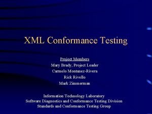 XML Conformance Testing Project Members Mary Brady Project