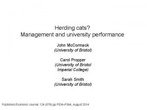 Herding cats Management and university performance John Mc