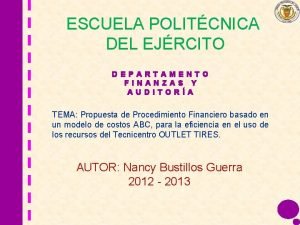 ESCUELA POLITCNICA DEL EJRCITO DEPARTAMENTO FINANZAS Y AUDITORA