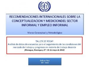 RECOMENDACIONES INTERNACIONALES SOBRE LA CONCEPTUALIZACION Y MEDICIONDEL SECTOR