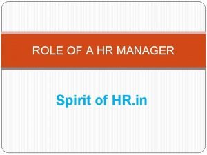 Hr manager role