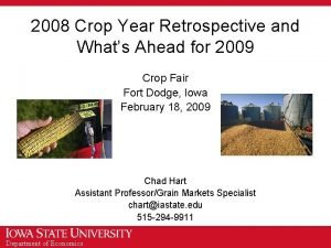 2008 Crop Year Retrospective and Whats Ahead for