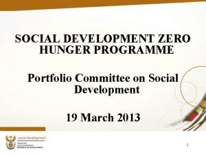 SOCIAL DEVELOPMENT ZERO HUNGER PROGRAMME Portfolio Committee on