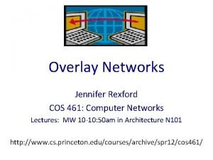 Overlay Networks Jennifer Rexford COS 461 Computer Networks