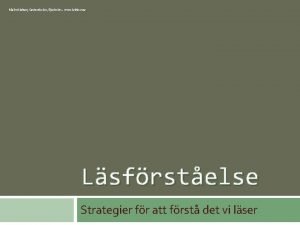 Malin Nielsen Castorskolan Bjurholm www lektion se Lsfrstelse