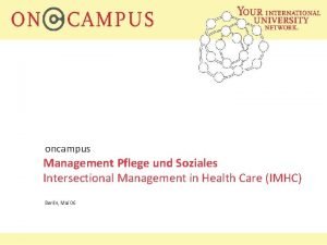 oncampus Management Pflege und Soziales Intersectional Management in