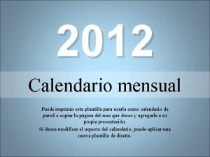 Calendario 2012 para imprimir