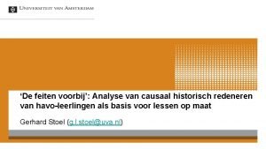 De feiten voorbij Analyse van causaal historisch redeneren