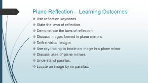 1 Plane Reflection Learning Outcomes Use reflection keywords