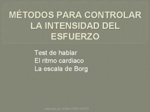 MTODOS PARA CONTROLAR LA INTENSIDAD DEL ESFUERZO Test