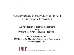 Fundamentals of rietveld refinement