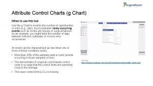 Attribute Control Charts g Chart When to use