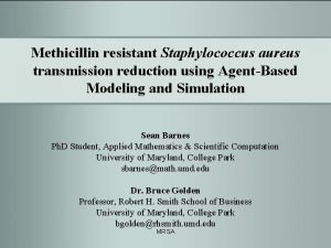 Methicillin resistant Staphylococcus aureus transmission reduction using AgentBased