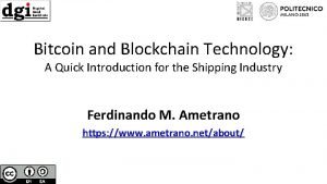 Bitcoin and Blockchain Technology A Quick Introduction for