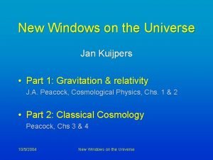 New Windows on the Universe Jan Kuijpers Part