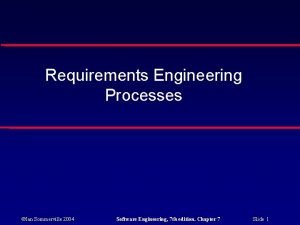 Requirements Engineering Processes Ian Sommerville 2004 Software Engineering