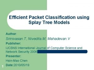 Efficient Packet Classification using Splay Tree Models Author