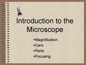 Introduction to the Microscope Magnification Care Parts Focusing