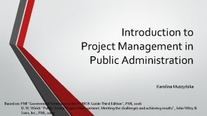 Project management in public administration